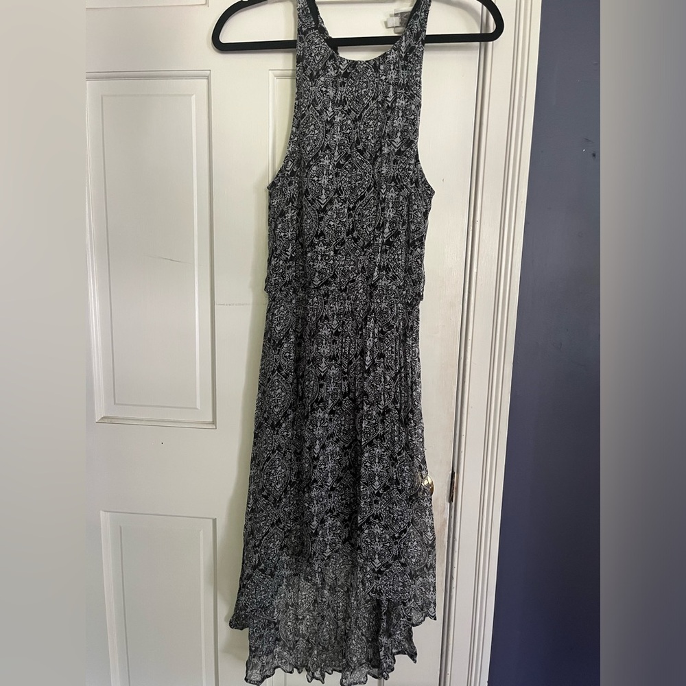 Ella moss high low patterned dress, size medium